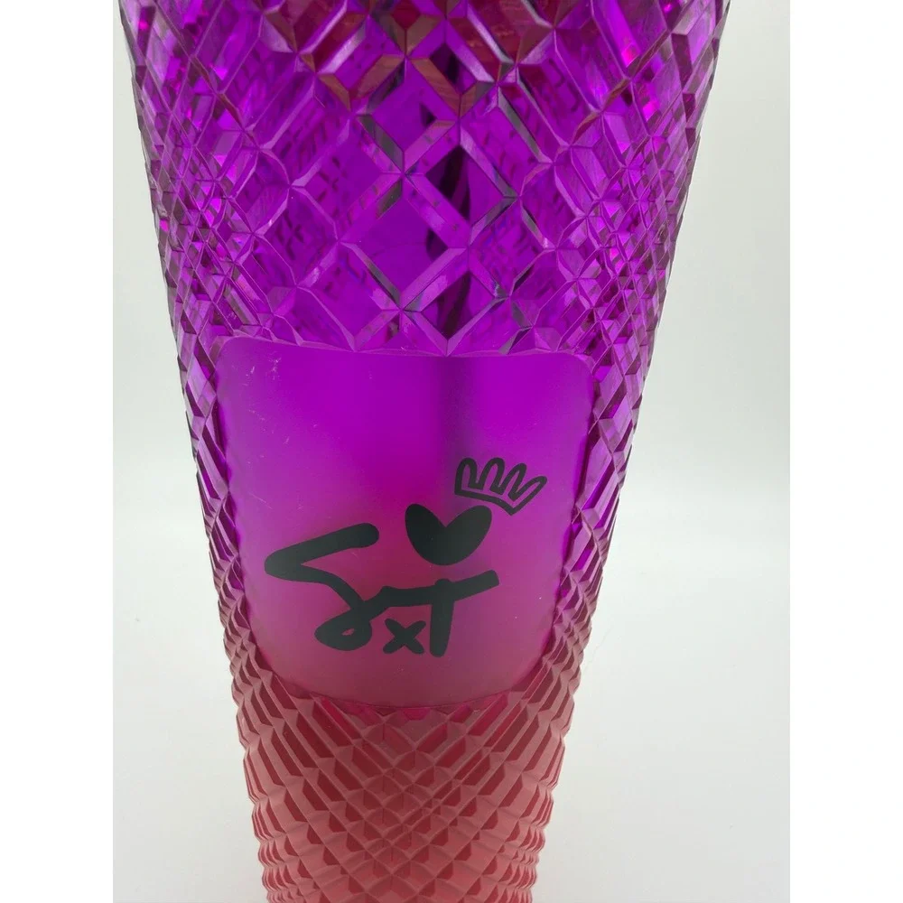 Starbucks x Shae Anthony She x This Purple Red Ombre Grid 24oz Cold Cup Tumbler